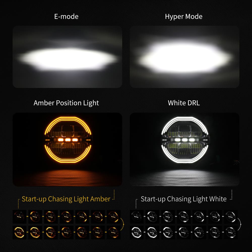 Luz de conducción redonda antideslumbrante de 9 pulgadas con DRL-D091-6 blanco y ámbar