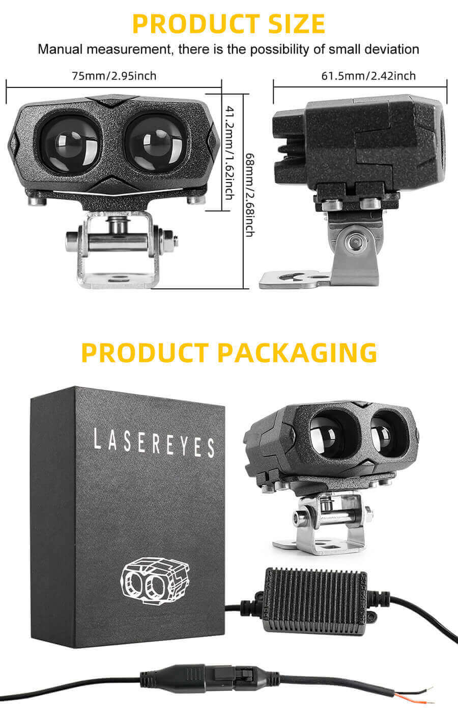 4x4 l&aacute;ser searchlight Company L993D Tama&ntilde;o