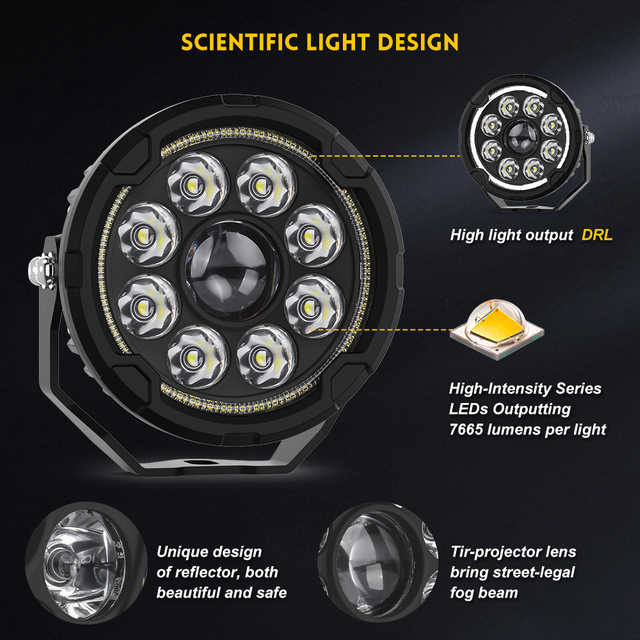 4,5 pulgadas de atención de motocicleta auxiliar de alta potencia con arnés de alambre estroboscópico -D040-9 