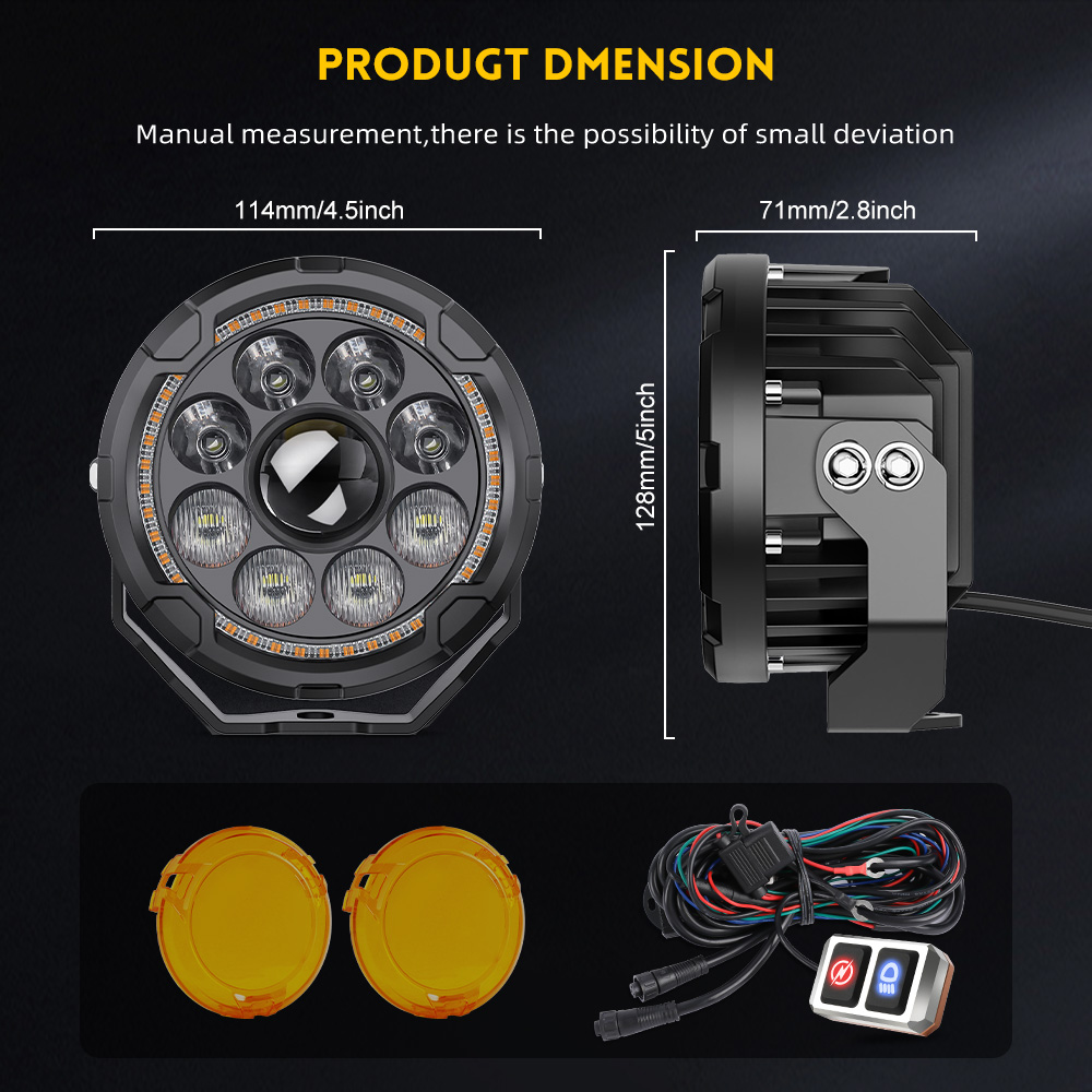 Lente TIR actualizada de 4.5 pulgadas Spotlight de motocicleta de haz bajo con Amber DRL –D040-9-C