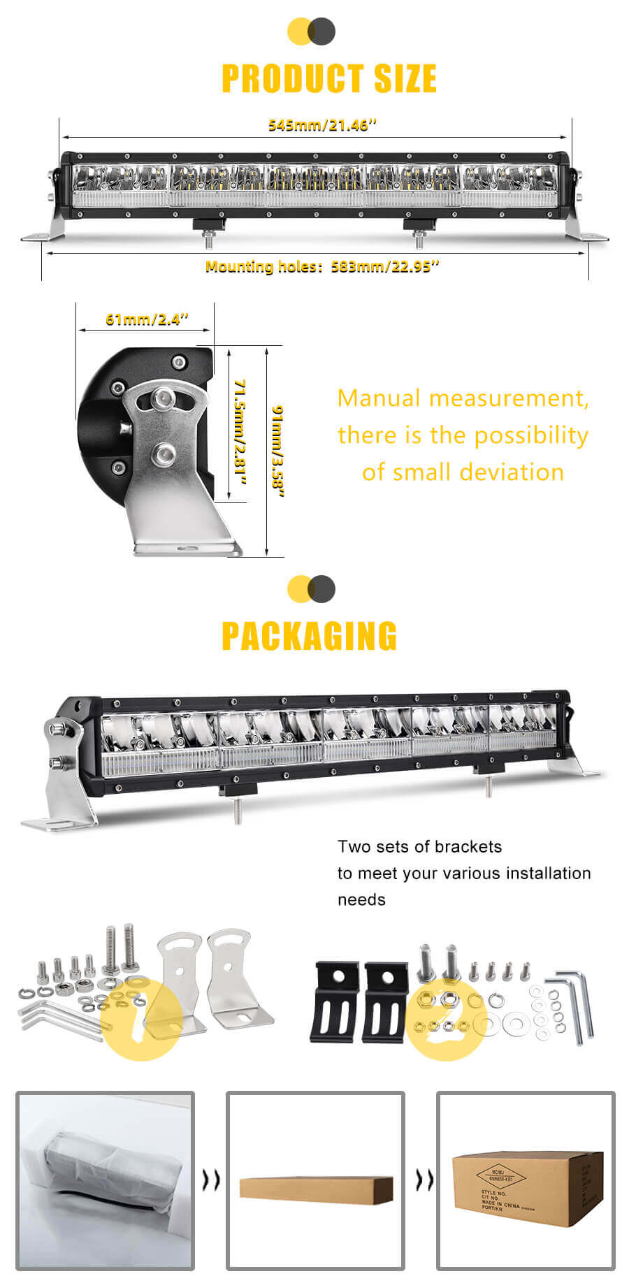 Eagle Series &reg; New LED Light Bar Factory JG-9624L Tama&ntilde;o