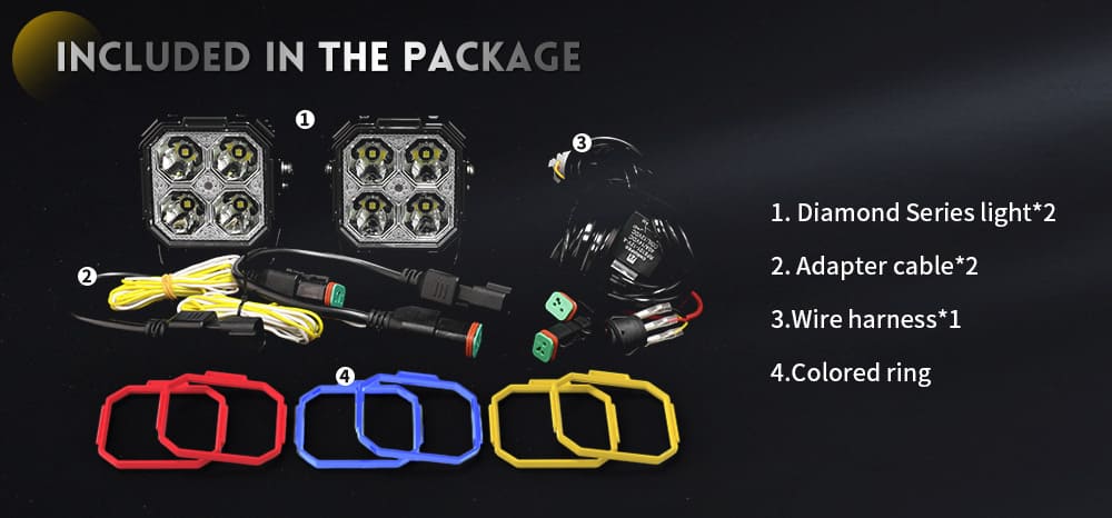 contenido-del-paquete-de-luces-LED-pod-arn&eacute;s-de-cableado-adaptador-cables-anillos-de-corte