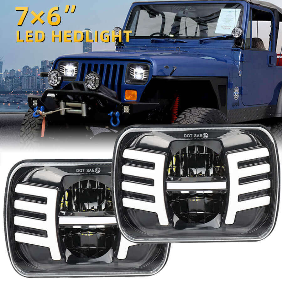 7x6 LED faros con luces de posici&oacute;n de alas JG-T002FF Detalles