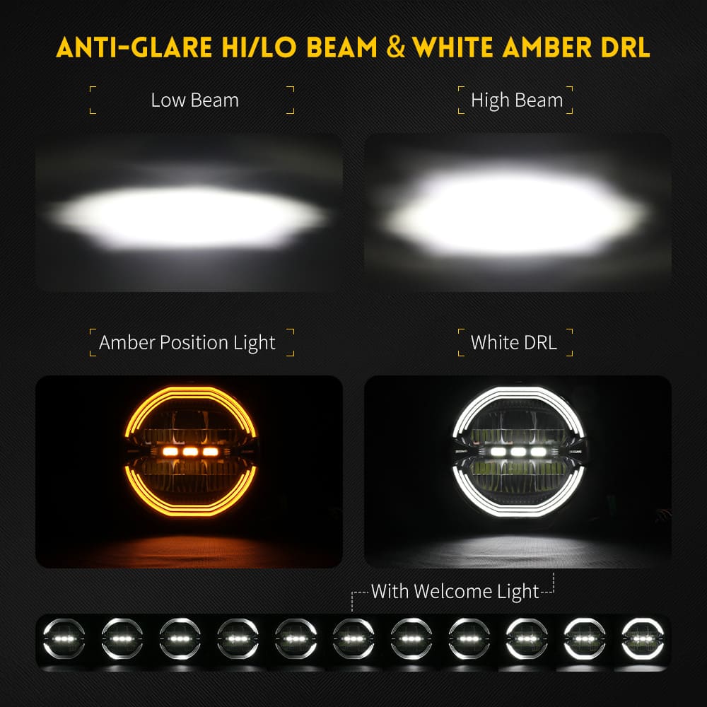 Luz de conducción anti resplandeciente de 9 pulgadas con White & Amber DRL-D091-6