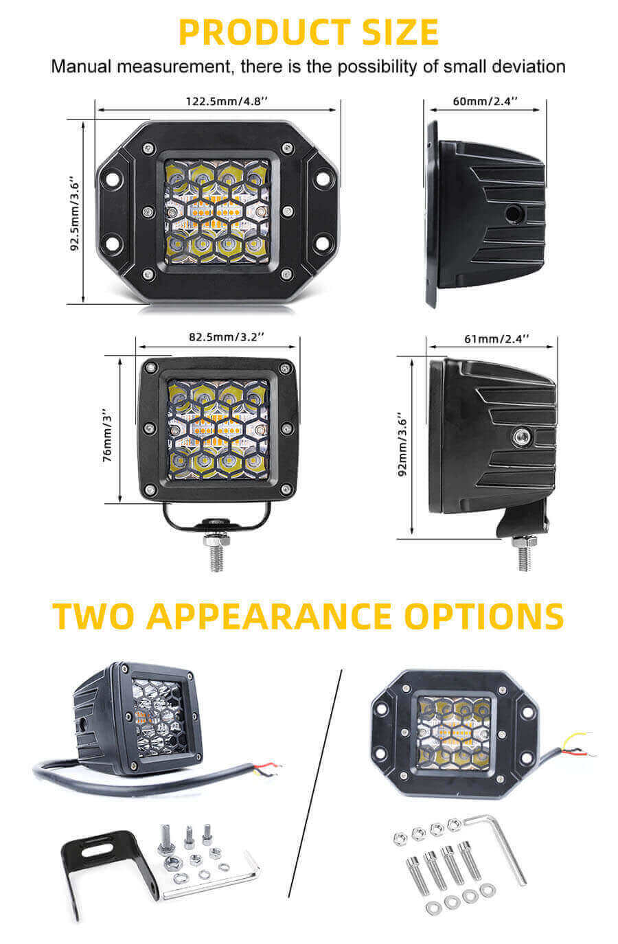 Luces de zanja intermitentes Compa&ntilde;&iacute;a de doble color JG-995TW-B-BS Tama&ntilde;o