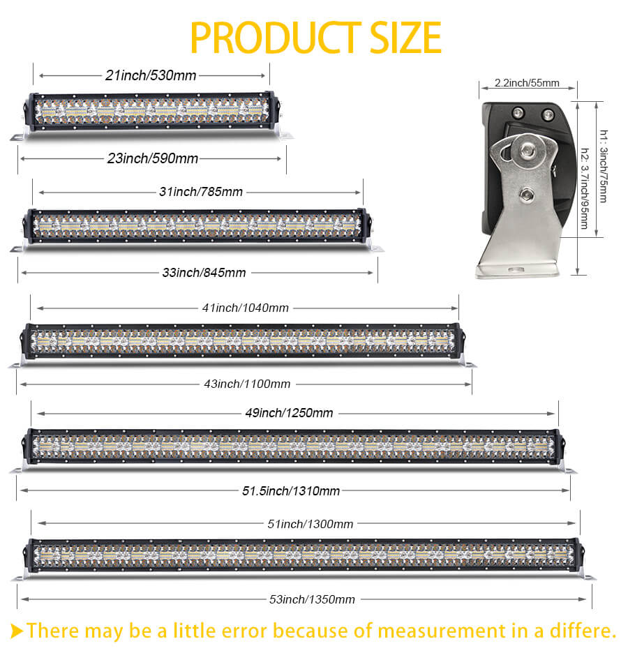 Off Road LED Barra de luz de flash de doble color para camiones 9631-T-RQ Tama&ntilde;o