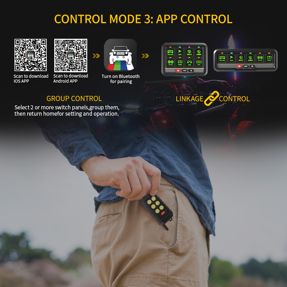 Panel de interruptores RGB de 6 unidades con control remoto-KZ-CP-6-WX-YK