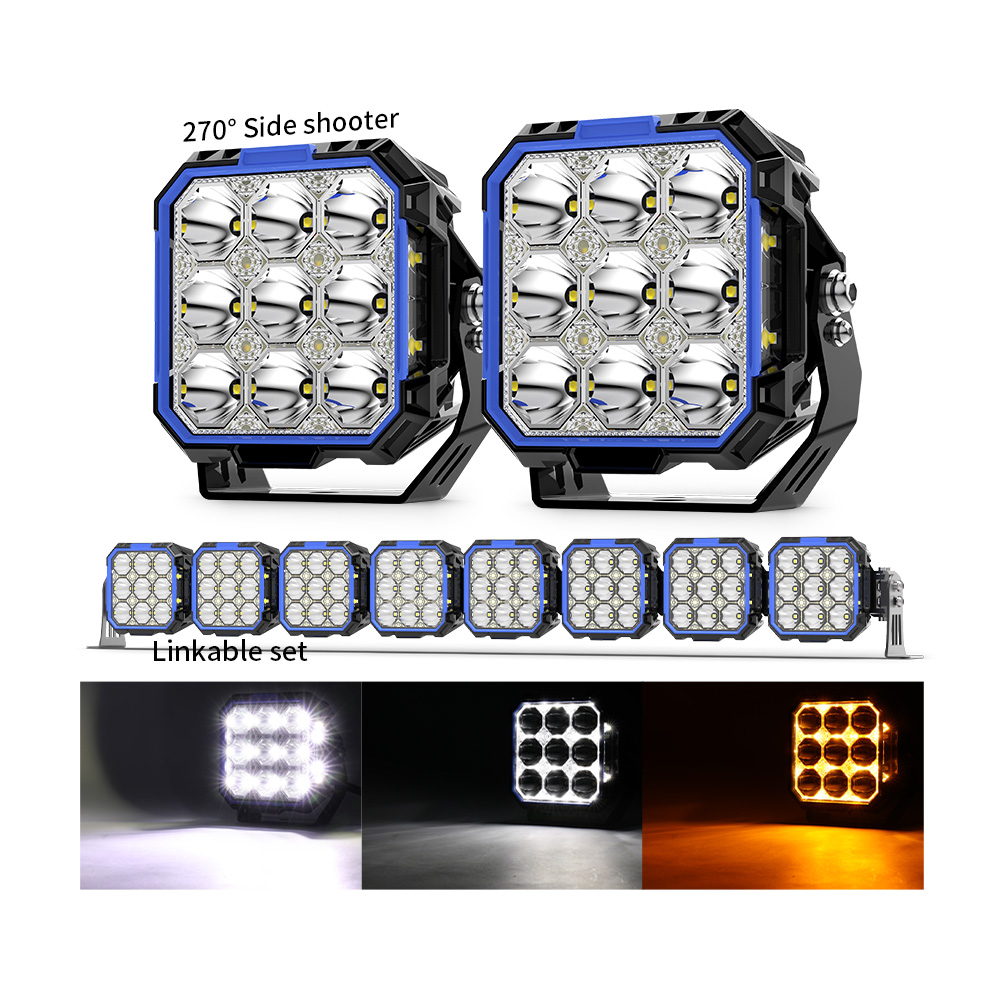 Luces LED LED de disparo lateral de 5 pulgadas con White & Amber DRL-F995-13