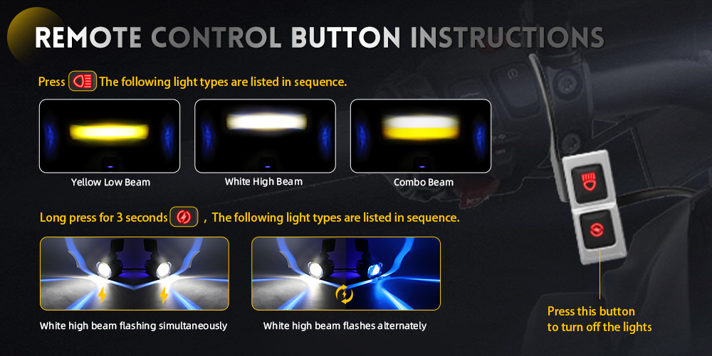 Luz auxiliar de motocicleta LED de modo m&uacute;ltiple