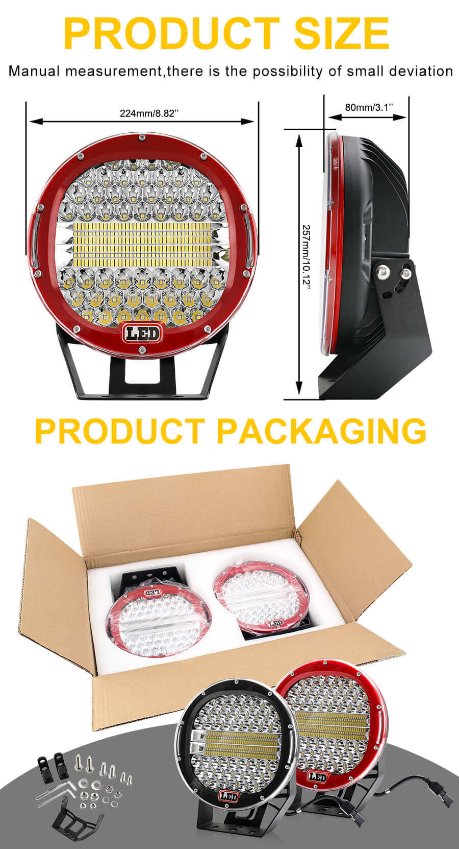 Tama&ntilde;o JG-903L de 9 pulgadas de luz de doble fila