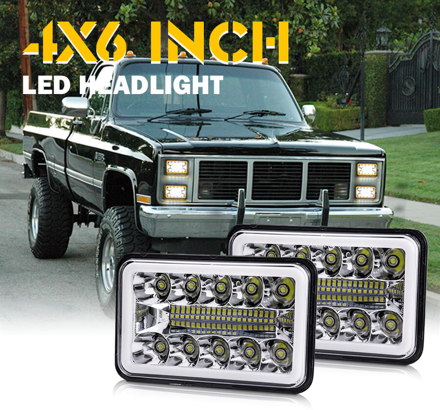 4x6 Muti-Colors Angel Eyes Square LED Faros JG-1002-HP Detalles