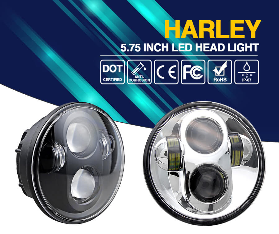 5,75 pulgadas PORYORTOR LED Faro para Motocicletas Harley JG-M002 Detalles