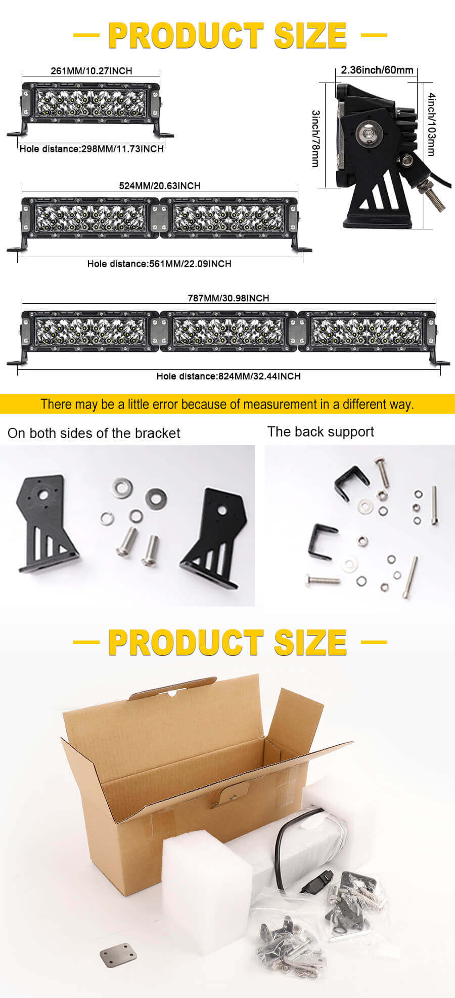 Barra de luz de bote de empalme de 10 pulgadas JG-2009 Tama&ntilde;o