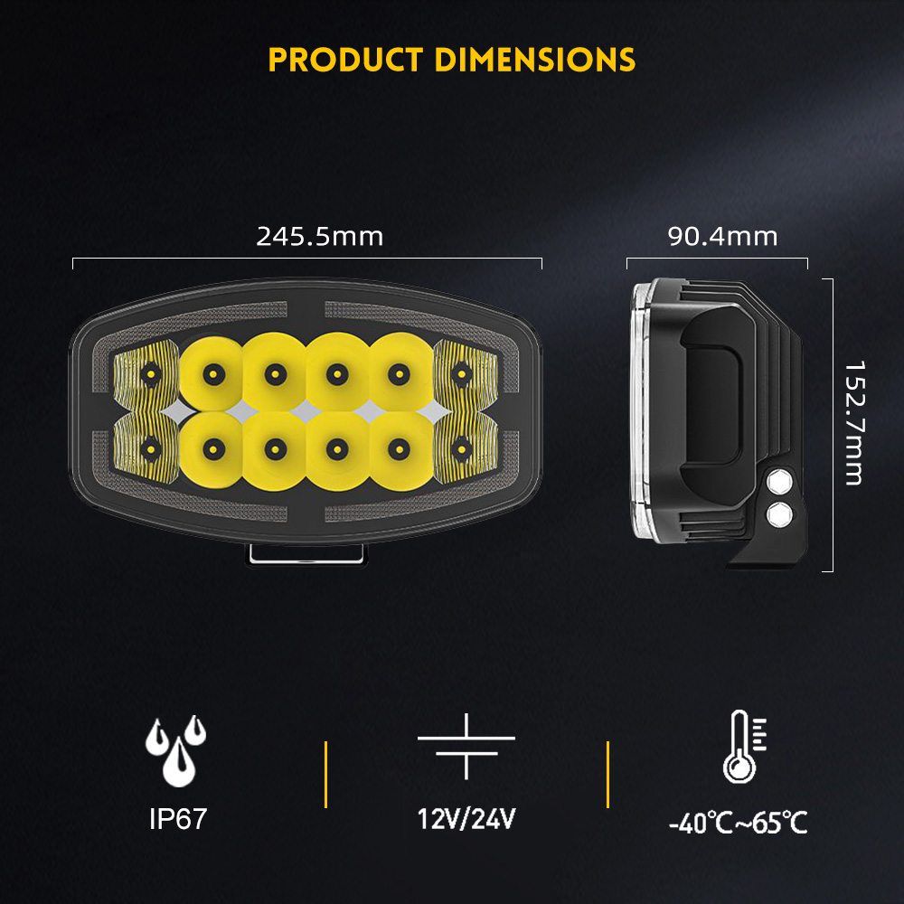 Luces de trabajo fuera de carretera de 10 pulgadas con luz de posición ámbar para DAF