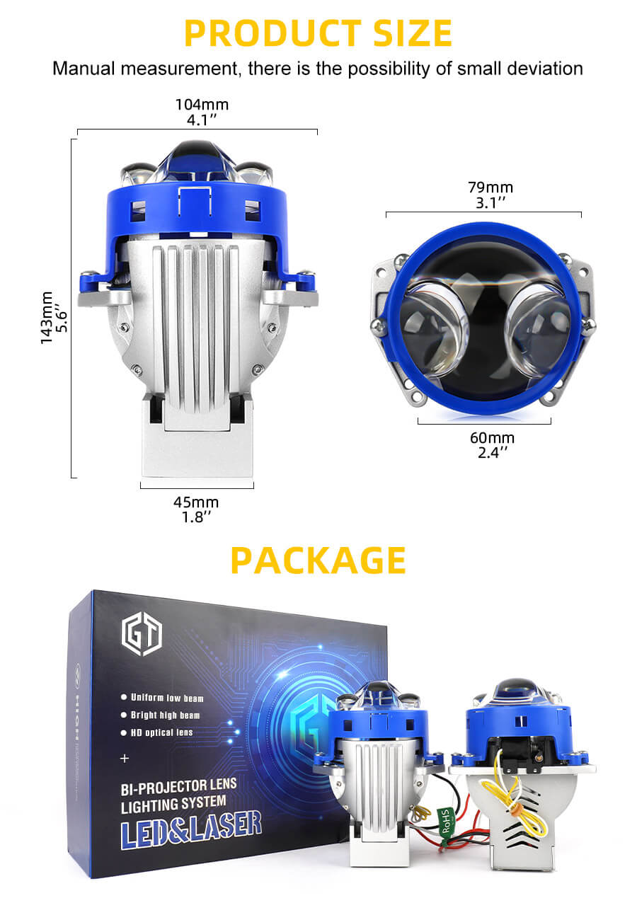 Tama&ntilde;o del faro de proyector de l&aacute;ser dual BI JG-P40-2L