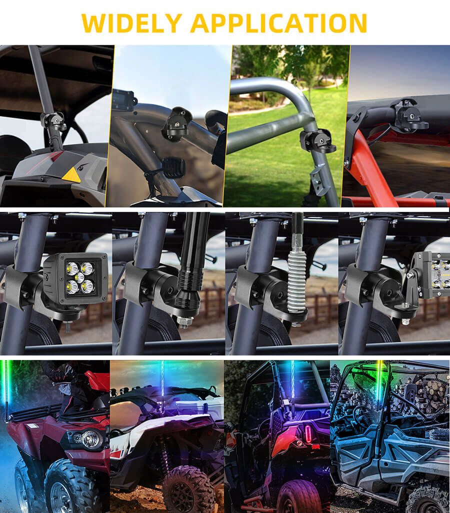 ATV UTV Fabricante de montaje de luces de l&aacute;tigo ajustable YX-WH-A Aplicaci&oacute;n