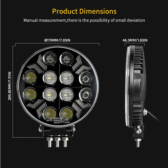 Apex XT Foco para camión de 7 pulgadas, 260 W, con luz de posición estroboscópica, 901Y-20-7
