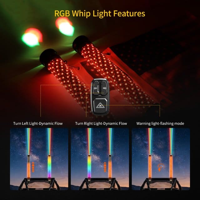 Luces de látigo láser de dos colores Fatty RGB 2 en 1 para UTV