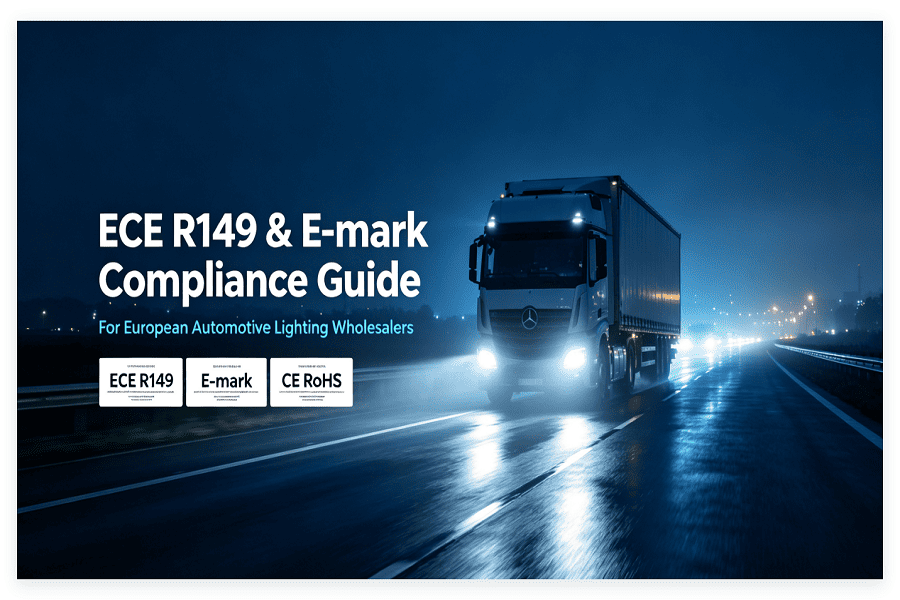 Guía de cumplimiento de ECE R149 y E-mark para mayoristas de iluminación europeos