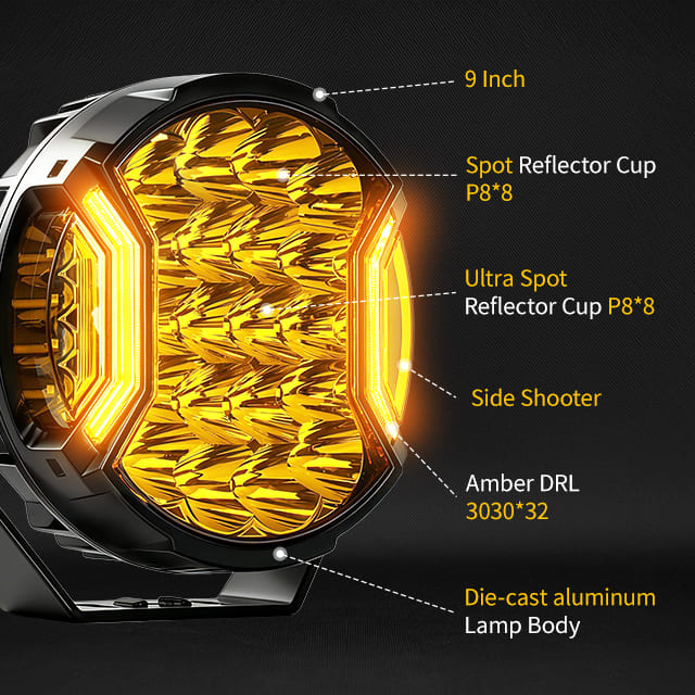Foco de disparo lateral SideEye Scout de 9 pulgadas con luz de posición