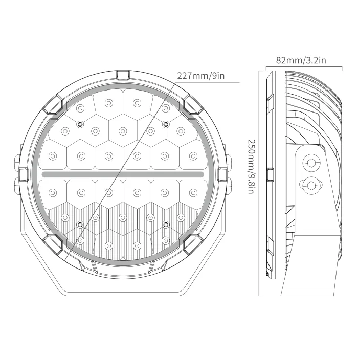 Luces de conducción LED Safari SR de 9" con DRL blanco ámbar