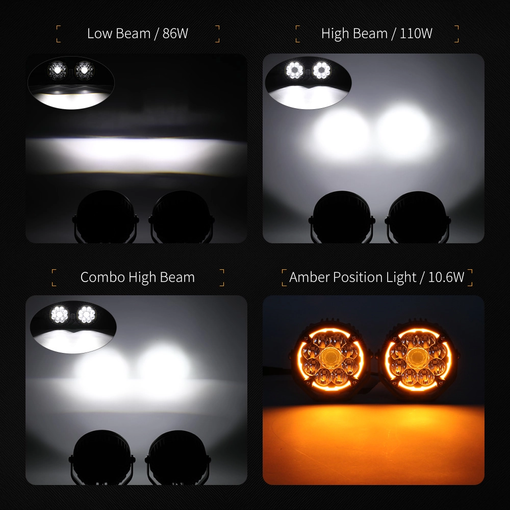 Luces auxiliares LED para motocicleta de 5 pulgadas con DRL-D051-9 ámbar
