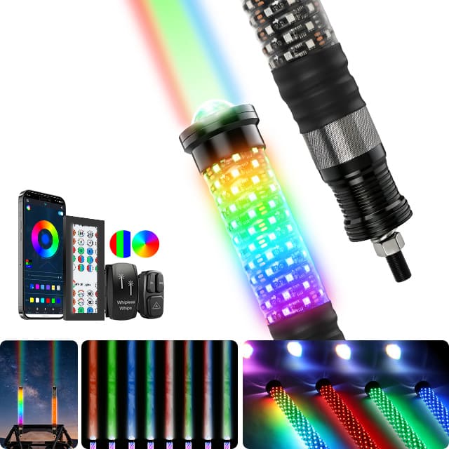 Luces de látigo láser de dos colores Fatty RGB 2 en 1 para UTV