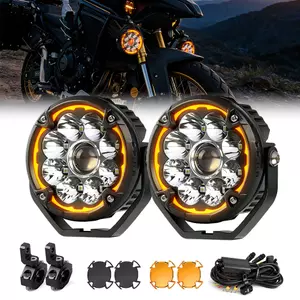 Luces auxiliares LED para motocicleta de 5 pulgadas con DRL-D051-9 ámbar