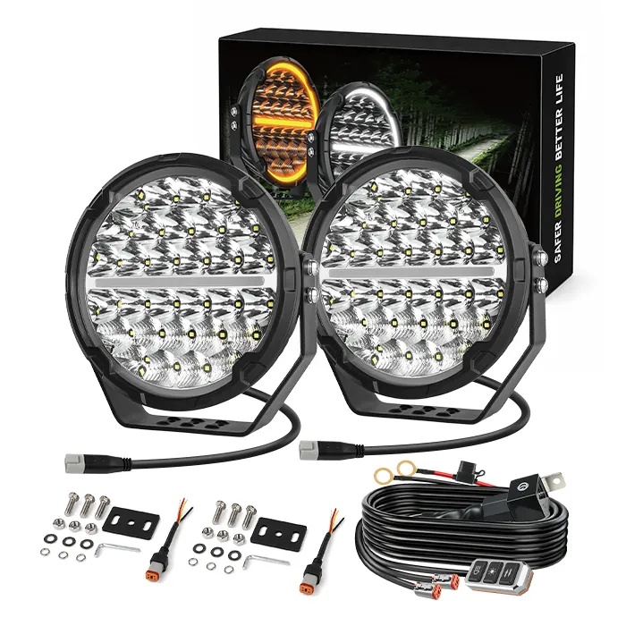 Luces de conducción LED Safari SR de 9" con DRL blanco ámbar