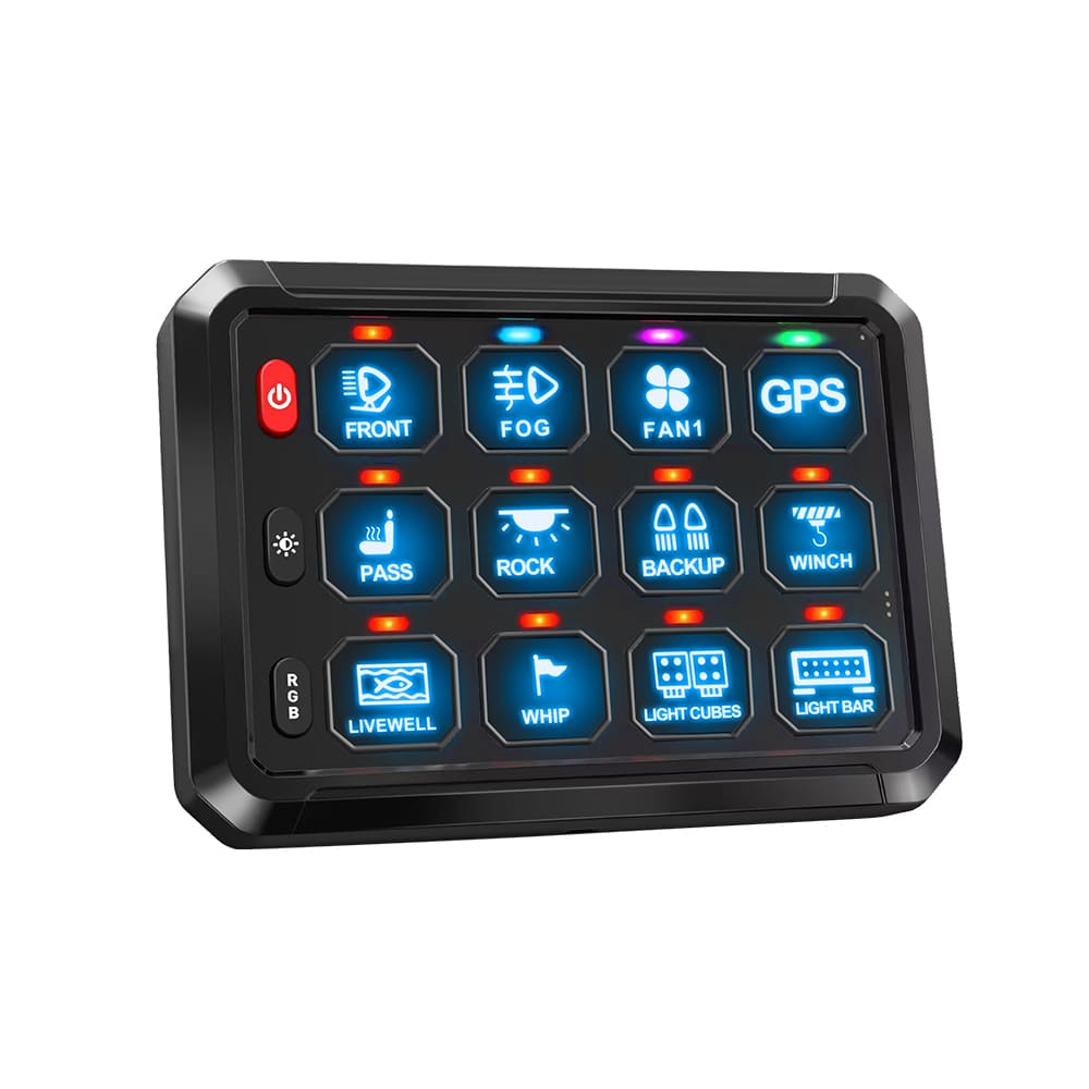 Panel de interruptores de automóvil de 12 bandas al por mayor para vehículos y barcos de 12 V-KZ-CP-12-RGB-ACC-WX-960E