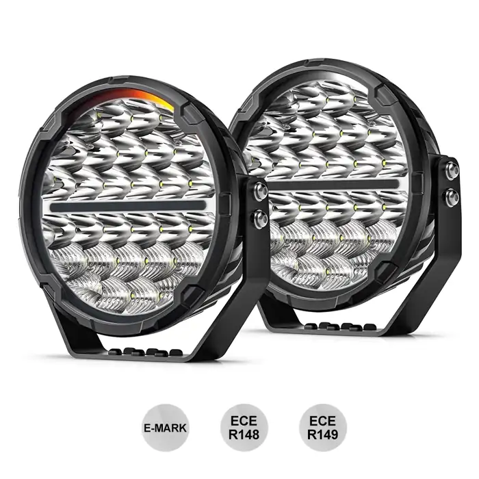 Luces de conducción LED Safari SR de 9" con DRL blanco ámbar