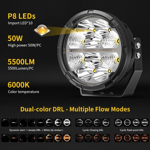 Barra de luces tipo Pod de 5" conectable con DRL dinámico de dos colores