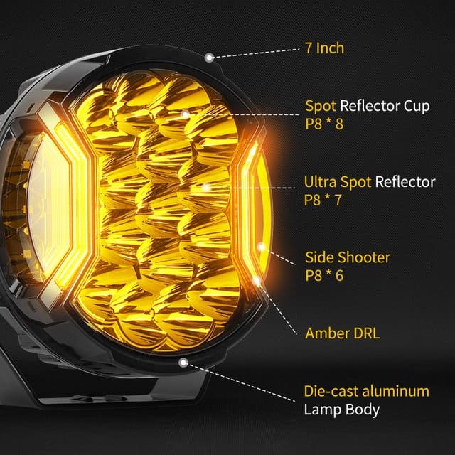 Foco de disparo lateral SideEye Scout de 7 pulgadas con luz de posición 