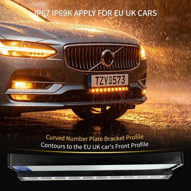 Soporte de placa de matrícula certificado E-mark con barra de luces de conducción LED