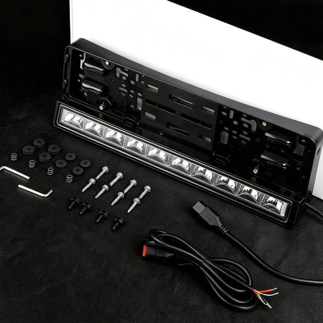 Soporte de placa de matrícula certificado E-mark con barra de luces de conducción LED