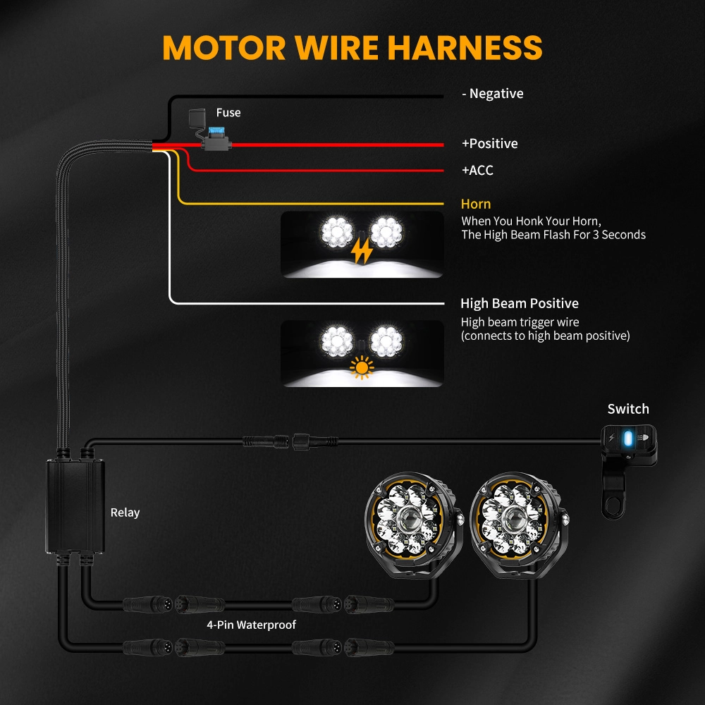 Luces auxiliares LED para motocicleta de 5 pulgadas con DRL-D051-9 ámbar