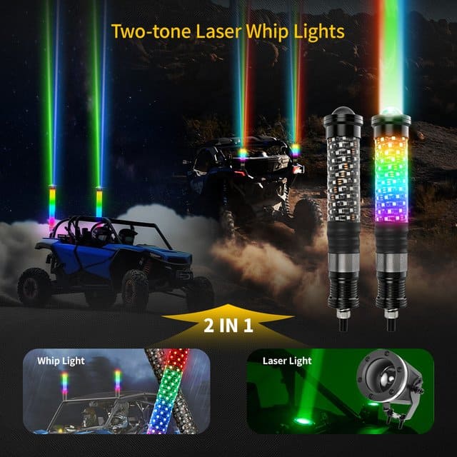 Luces de látigo láser de dos colores Fatty RGB 2 en 1 para UTV