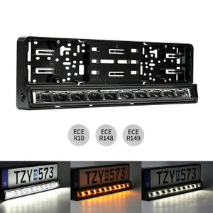 Soporte de placa de matrícula certificado E-mark con barra de luces de conducción LED