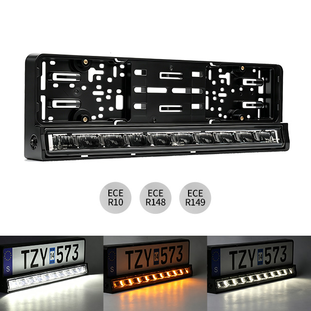 Soporte de placa de matrícula certificado E-mark con barra de luces de conducción LED