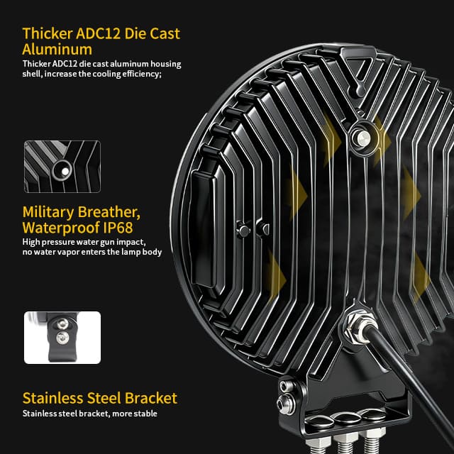 Apex XT Foco para camión de 7 pulgadas, 260 W, con luz de posición estroboscópica, 901Y-20-7