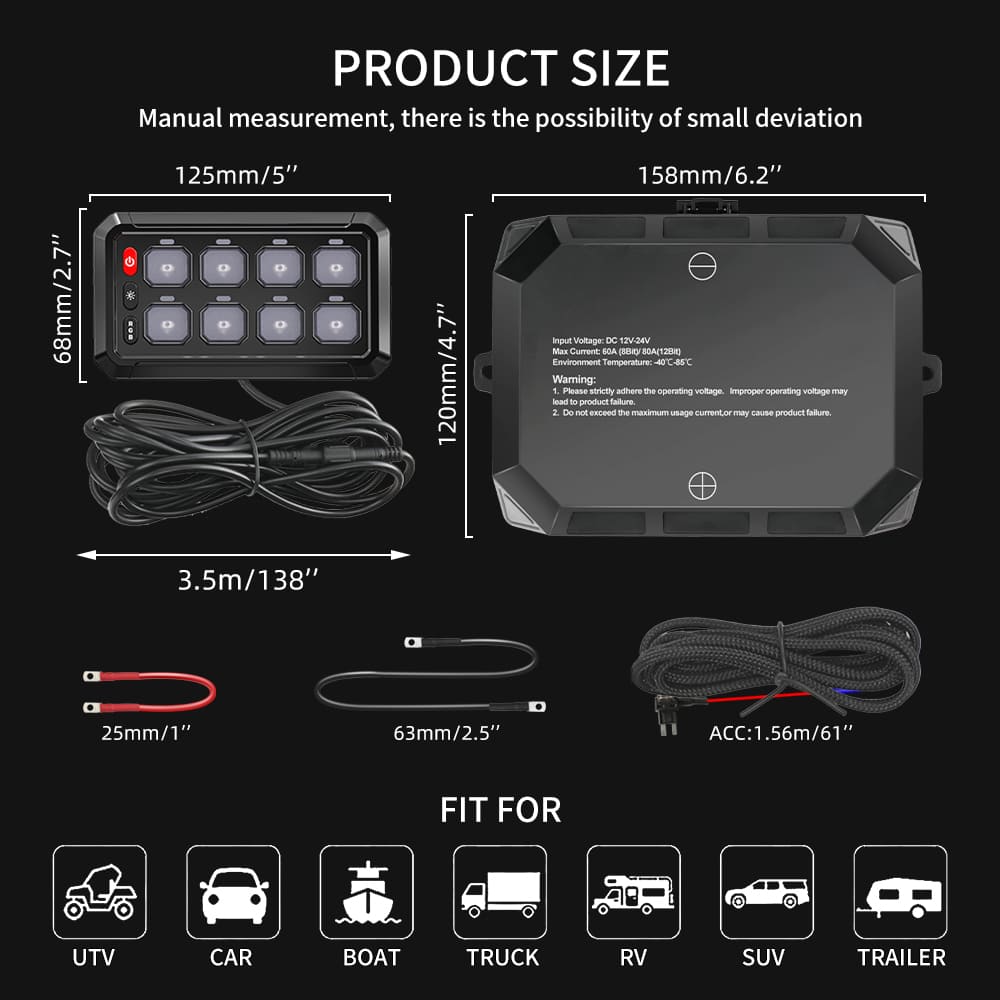  Panel de interruptores de 8 grupos para luz de camión-KZ-CP-8-RGB-ACC-APP