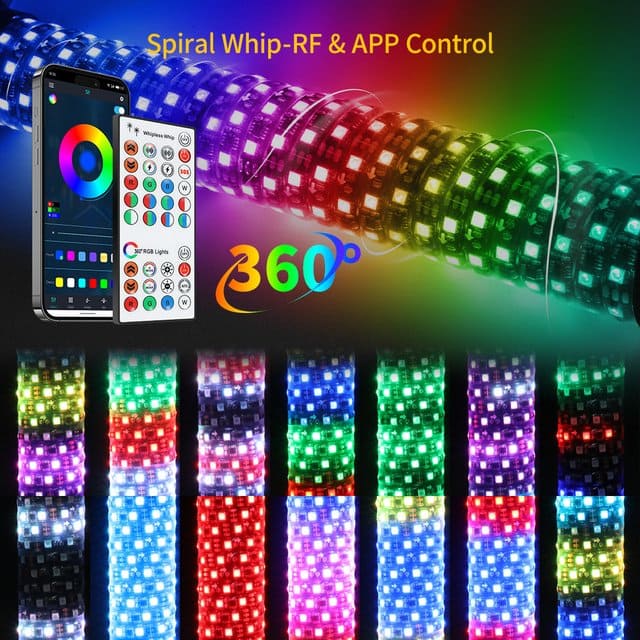 Luces de látigo láser de dos colores Fatty RGB 2 en 1 para UTV